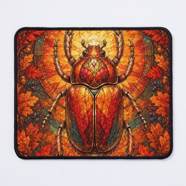 Item preview, The Autumn Scarab – A flamboyant stained-glass jewel designed and sold by Pixel Otaku Gallery.
