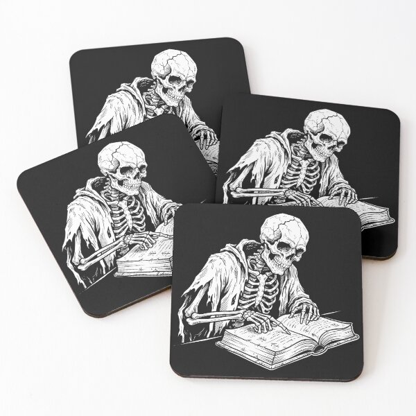 Item preview, Robed Skeleton Scholar Reading Book Tome Academic Gothic Heavy Ink Graphic designed and sold by MisteryDesigner.