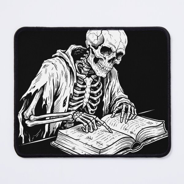 Item preview, Robed Skeleton Scholar Reading Book Tome Academic Gothic Heavy Ink Graphic designed and sold by MisteryDesigner.