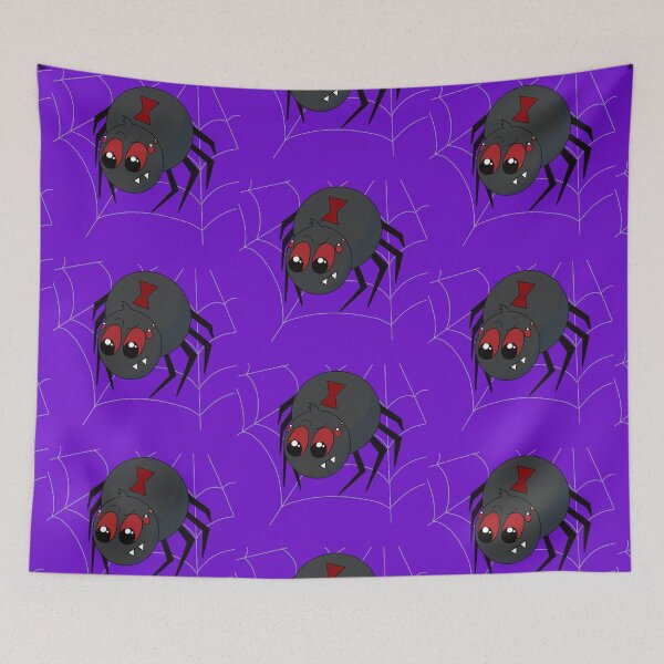Item preview, Cute Kawaii Black Widow Spider with Red Hourglass - Spooky Cozy Critter Cartoon designed and sold by CozyCritters8.