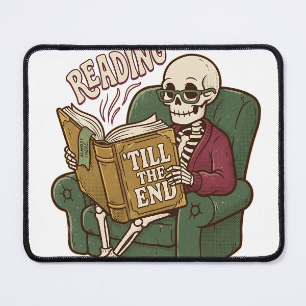 Item preview, Cozy Skeleton Reading In Armchair Bookworm Till The End Retro Graphic designed and sold by MisteryDesigner.