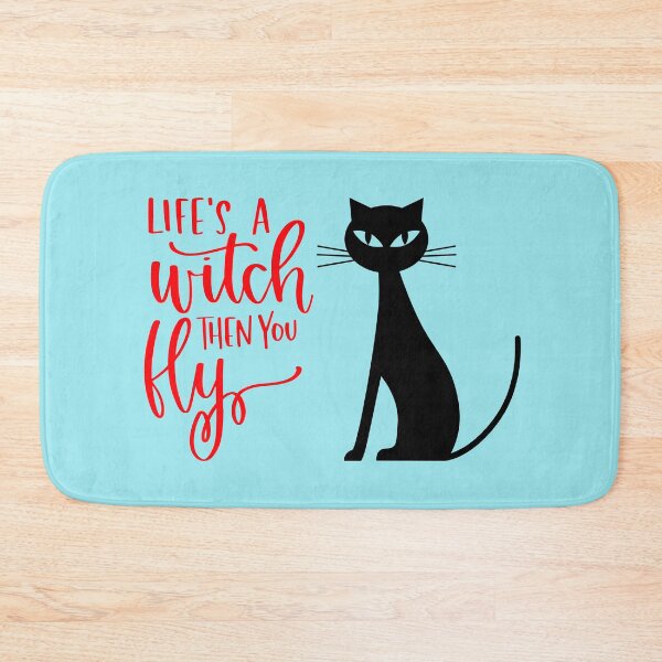 Item preview, Life's a Witch Then You Fly Halloween Cat Print (Orange) designed and sold by ToluaPrints.