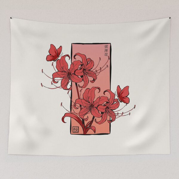 Item preview, Red Spider Lily With Butterfly designed and sold by SakuraHaven.