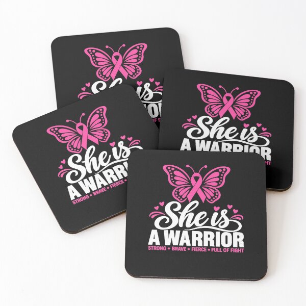 Item preview, She is A Warrior Brave Strong Butterfly Pink Ribbon Breast Cancer Awareness designed and sold by clothesy7.
