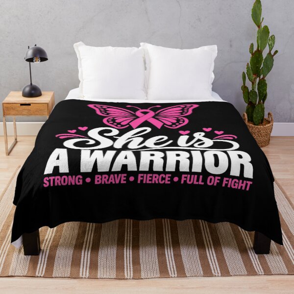 Item preview, She is A Warrior Brave Strong Butterfly Pink Ribbon Breast Cancer Awareness designed and sold by clothesy7.