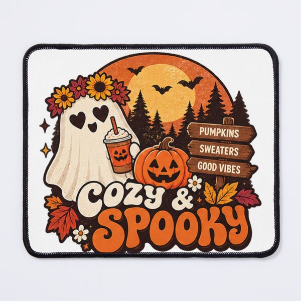 Item preview, Cozy & Spooky Halloween Shirt – Cute Vintage Ghost Pumpkin Autumn T-Shirt designed and sold by LoupeRout.