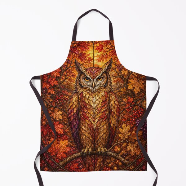 Item preview, The Autumn Owl – Flaming Guardian in Stained Glass designed and sold by Pixel Otaku Gallery.