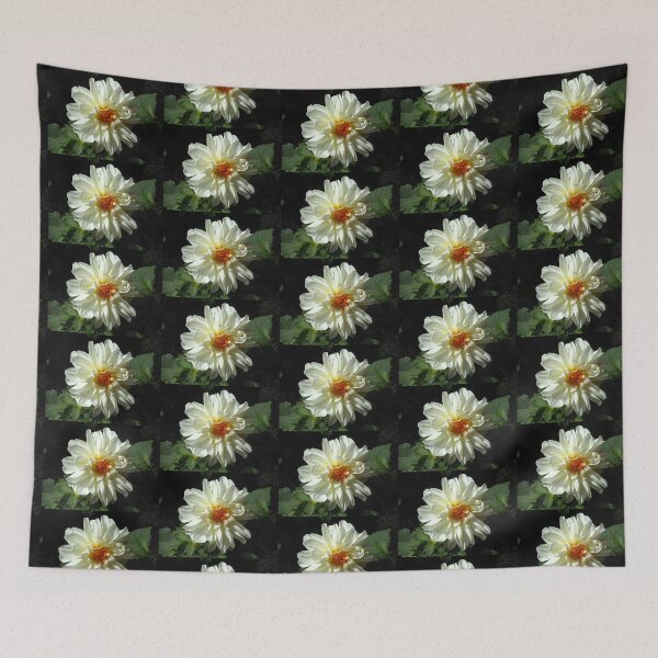 Item preview, White and Gold Dahlia Kissed by the Sun designed and sold by MidnightMelody.