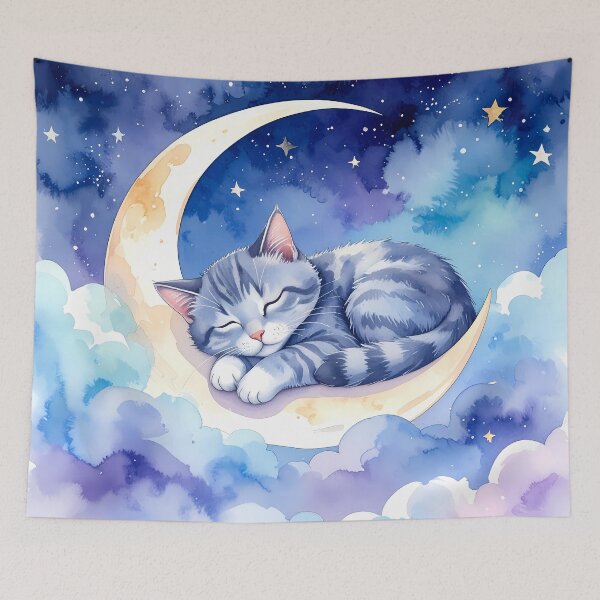 Item preview, Sleeping Cat on Crescent Moon designed and sold by BetweenForms.