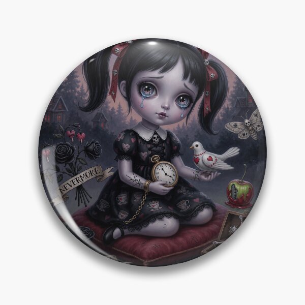 Item preview, Nevermore – Pop Surrealism Art, Gothic Cute Girl, Dark Whimsical Illustration designed and sold by Piagor.