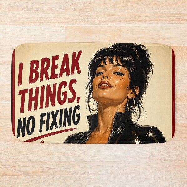 Item preview, I Break Things, No Fixing – Retro Bad Girl Pinup designed and sold by obstinator.