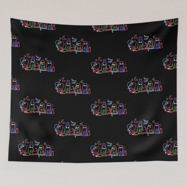 Item preview, Neon Halloween Ghosts Cats Festive Neon Fall Cat Lover Gift designed and sold by Eat-Apples.