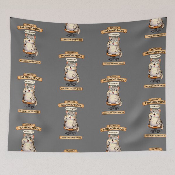 Item preview, Funny Cat Default PARANOID Mode Cat Humor Adulting Survival Meme designed and sold by Mindworx21.
