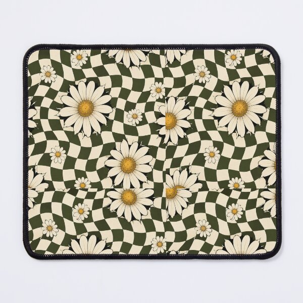 Item preview, Retro Daisies on a Wavy Checkerboard designed and sold by Side Quest Co..