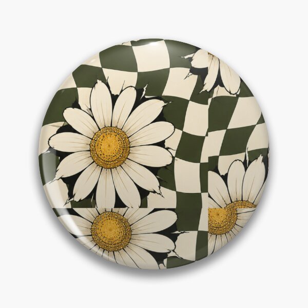 Item preview, Retro Daisies on a Wavy Checkerboard designed and sold by Side Quest Co..
