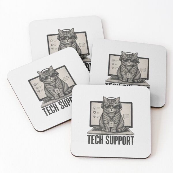Item preview, Tech Support Funny Cat Sitting On Laptop Computer designed and sold by Clairenity Studio.
