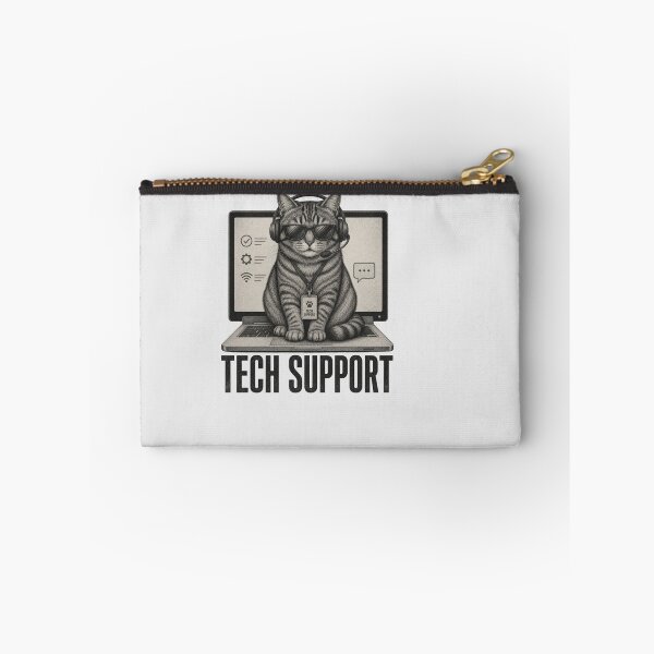 Item preview, Tech Support Funny Cat Sitting On Laptop Computer designed and sold by Clairenity Studio.