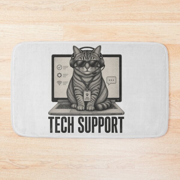 Item preview, Tech Support Funny Cat Sitting On Laptop Computer designed and sold by Clairenity Studio.
