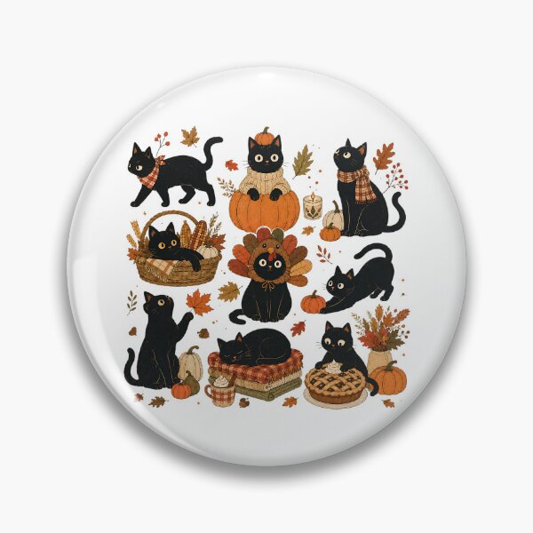 Item preview, Thanksgiving Cat Retro Black Cat Cozy Season  designed and sold by LandFinStudio.