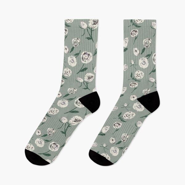 Item preview, GREEN ROSES WHITE FLORAL - SAGE GREEN designed and sold by sheseddit.