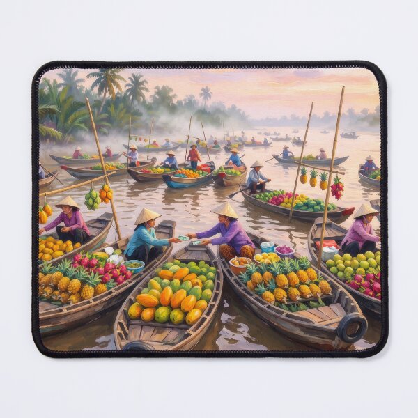 Item preview, Mekong Delta Floating Market at Dawn designed and sold by RedPeaStudio.