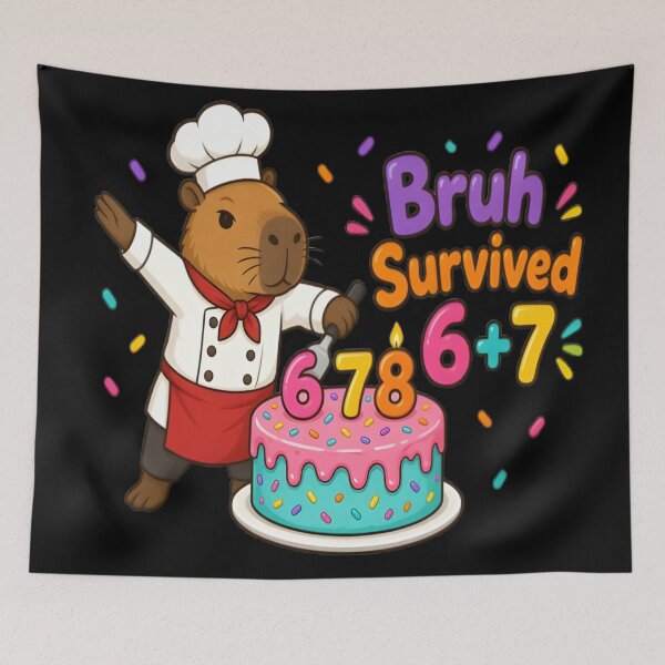 Item preview, Bruh I Survived 6 Plus 7 Disco Capybara Art designed and sold by DailySparks.
