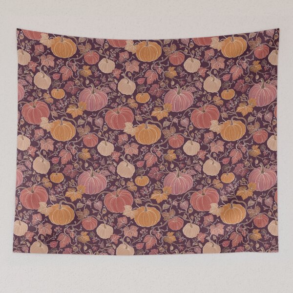 Item preview, Vintage Burgundy Pumpkin Botanical Pattern – Elegant Autumn Harvest designed and sold by MonNoir.