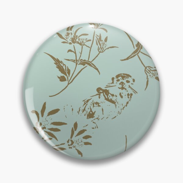 Item preview, Vintage Drifting Otter - Sage Green Toile Floral Pattern designed and sold by sheseddit.