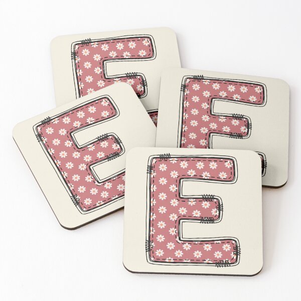 Item preview, Embroidery Dusty rose Letter E with floral Pattern designed and sold by ITCHAWAWAA.