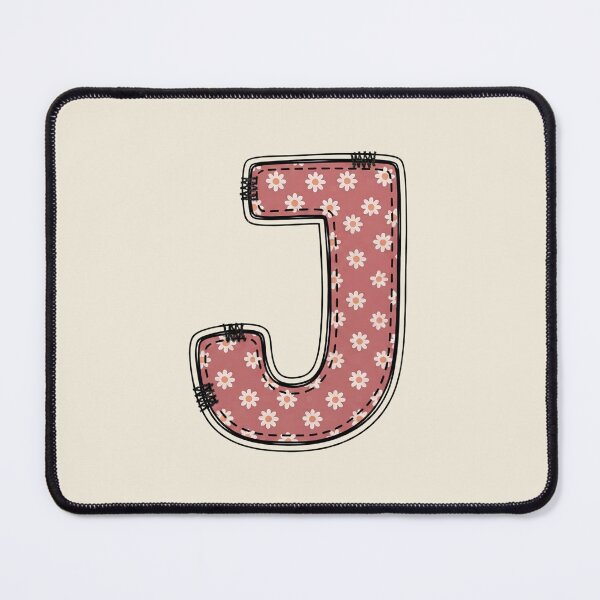 Item preview, Embroidery Dusty rose Letter J with floral Pattern designed and sold by ITCHAWAWAA.