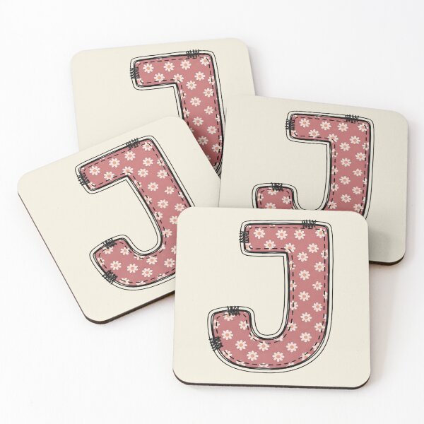 Item preview, Embroidery Dusty rose Letter J with floral Pattern designed and sold by ITCHAWAWAA.