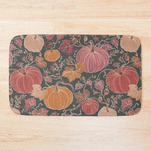 Item preview, Dark Green Pumpkin Botanical Pattern – Vintage Autumn Harvest designed and sold by MonNoir.