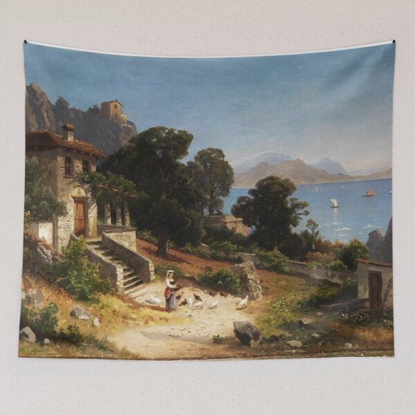 Item preview, Southern Italian landscape with rural pergola building designed and sold by SharonTheFirst.