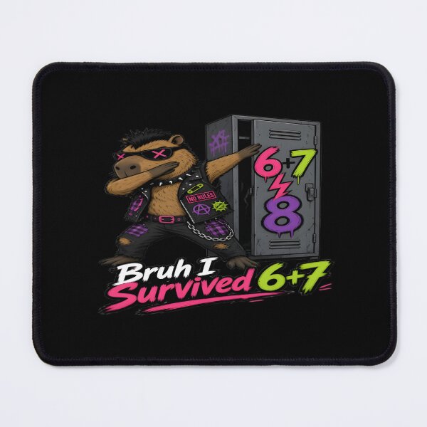 Item preview, Bruh I Survived 6 Plus 7 Punk Capybara Art designed and sold by DailySparks.