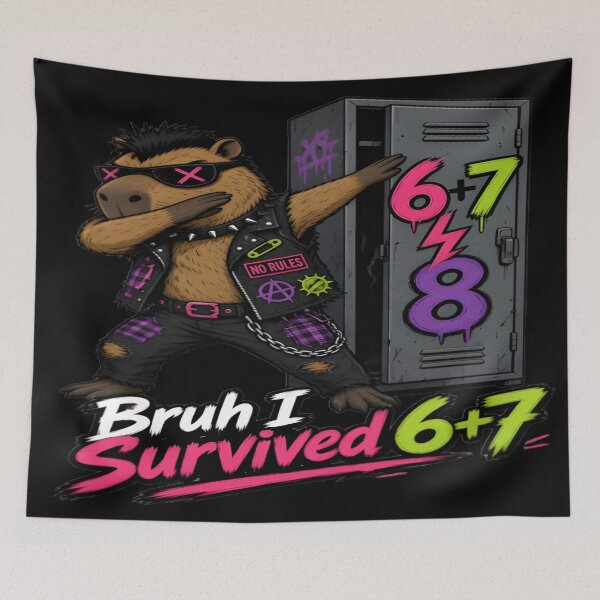 Item preview, Bruh I Survived 6 Plus 7 Punk Capybara Art designed and sold by DailySparks.