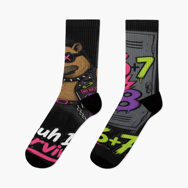 Item preview, Bruh I Survived 6 Plus 7 Punk Capybara Art designed and sold by DailySparks.