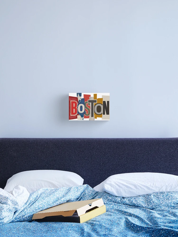 Thumbnail 2 of 3, Canvas Print, Boston Ransom Note Typography Collage designed and sold by ThreadRiotTees.