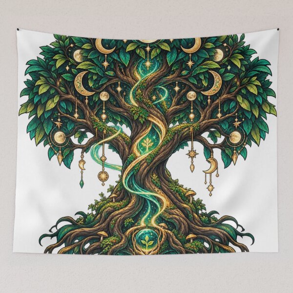 Item preview, Enchanted Moon Tree Mystical Botanical Forest Nature Art designed and sold by irfanshikh.