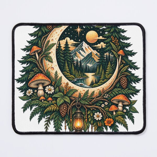 Item preview, Mystical Forest Moon Mushroom Nature Fantasy Woodland Art designed and sold by irfanshikh.