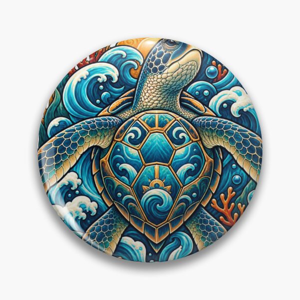 Item preview, Ocean Turtle Sea Waves Tropical Marine Nature Adventure Art designed and sold by irfanshikh.