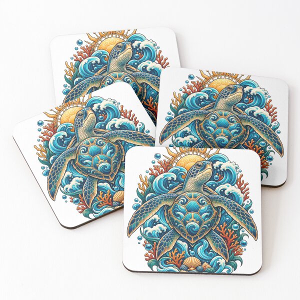 Item preview, Ocean Turtle Sea Waves Tropical Marine Nature Adventure Art designed and sold by irfanshikh.