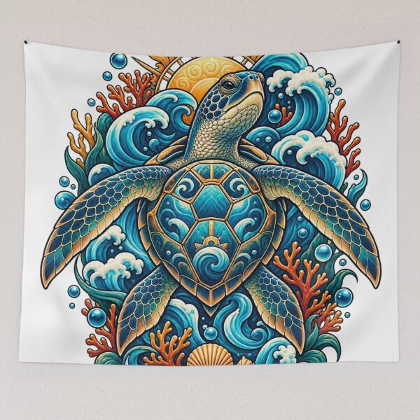 Item preview, Ocean Turtle Sea Waves Tropical Marine Nature Adventure Art designed and sold by irfanshikh.