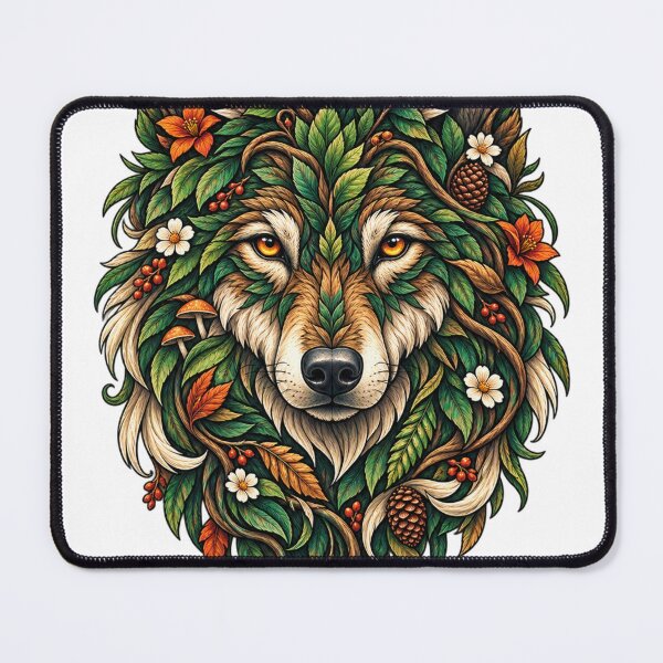 Item preview, Botanical Wolf Floral Forest Spirit Nature Animal Art designed and sold by irfanshikh.