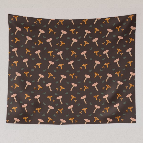 Item preview, Cute Wild Mushrooms Dark Seamless Pattern designed and sold by ElenMart.