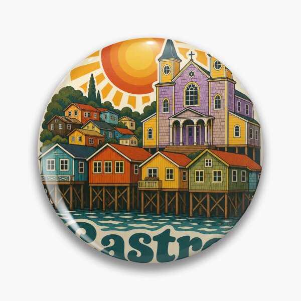 Item preview, Castro Chiloe Chile Travel Souvenir - Retro Illustration designed and sold by VisualArtsOasis.