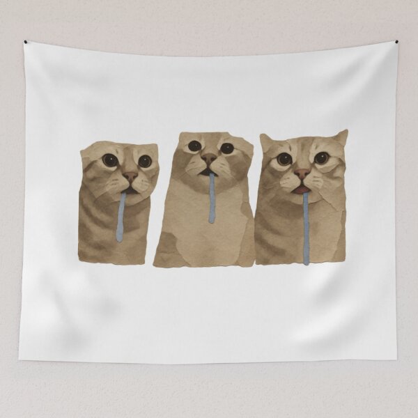 Item preview, Triple Drooling Goofy Cats Meme (White) designed and sold by CamilasPrints.