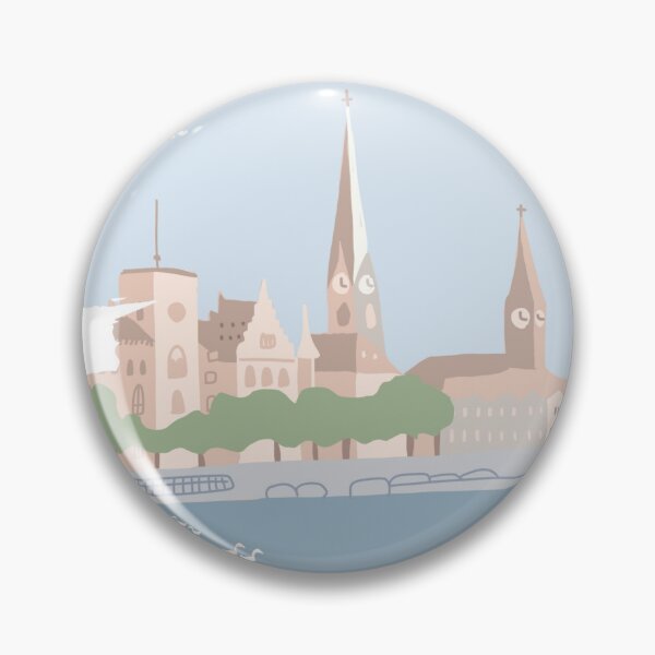 Item preview, Zurich Skyline Illustration - Minimalist Switzerland Cityscape Art designed and sold by MaddaMom.