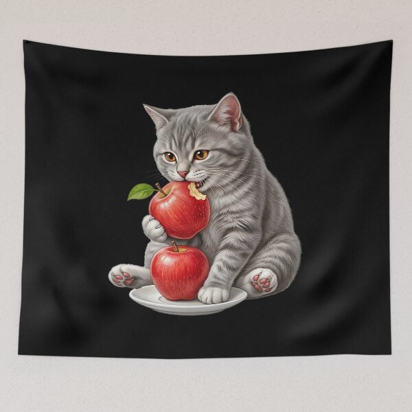 Item preview, Cute cat eating an apple designed and sold by ReneMM.