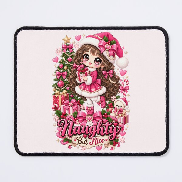 Item preview, Naughty But Nice Coquette Santa Girl – Pink Christmas Kawaii Chibi Girly Gift designed and sold by SaNaCreation13.