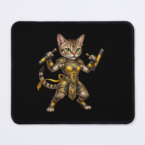 Item preview, Warrior Cat - Golden Armor Fantasy Ninja Cat with Nunchucks designed and sold by TOOBIC.